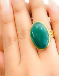 Green Agate Cocktail Ring in 22k gold