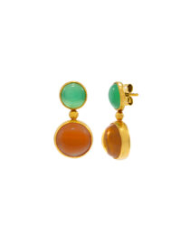 Gold Drop Earrings with Chrysoprase & Citrine Stones