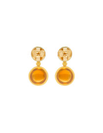 Gold Drop Earrings with Chrysoprase & Citrine Stones