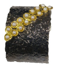 Rhodium Plated Cuff w/22k Gold & Pearls