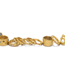 Hexagon Multi Texture Ring in 22k Gold