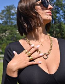 Hexagon Multi Texture Ring in 22k Gold