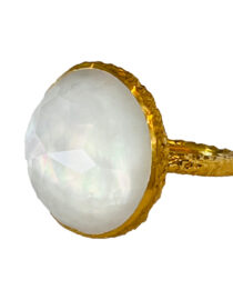 Angelic Pearl and Crystal Cocktail Ring in 22k Gold