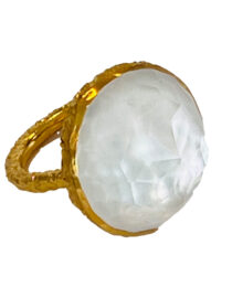 Angelic Pearl and Crystal Cocktail Ring in 22k Gold