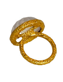Angelic Pearl and Crystal Cocktail Ring in 22k Gold