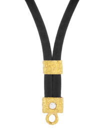 The Allegra Leather and 22k Gold Necklace in Purple, Turquoise & Green