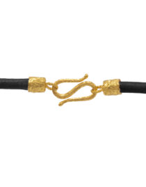 The Allegra Leather and 22k Gold Necklace in Purple, Turquoise & Green
