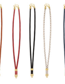 The Allegra Leather and 22k Gold Necklace in Purple, Turquoise & Green