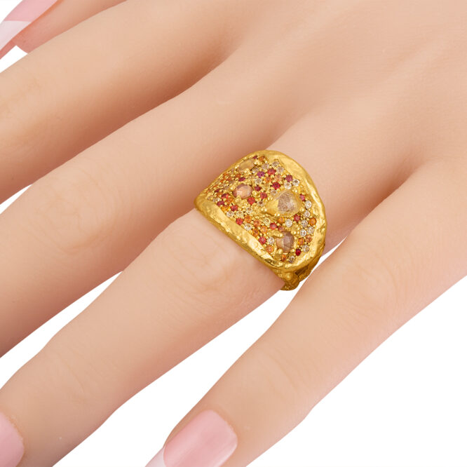 Sunset Symphony Pave' diamond Ring in 22k Gold