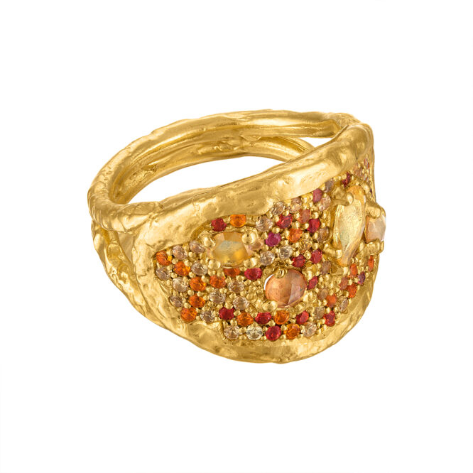 Sunset Symphony Pave' diamond Ring in 22k Gold