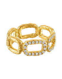 Chain Link 22k Ring with Diamonds
