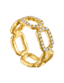 Chain Link 22k Ring with Diamonds